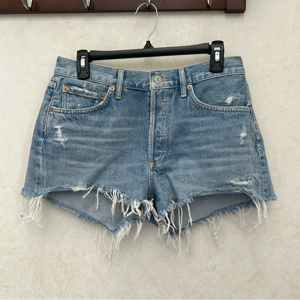 AGOLDE Parker Vintage Cutoff organic denim shorts size 29 high rise